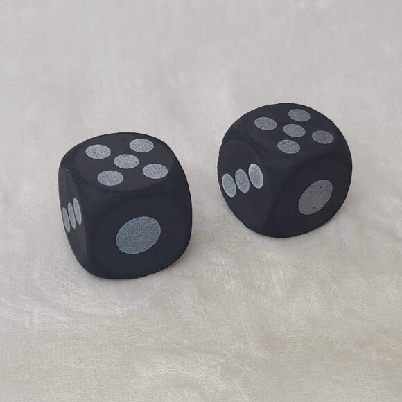 Black Foam Dice Black with White Spots 2.25" Set of 2 Two Party Game Decor - Picture 3 of 6